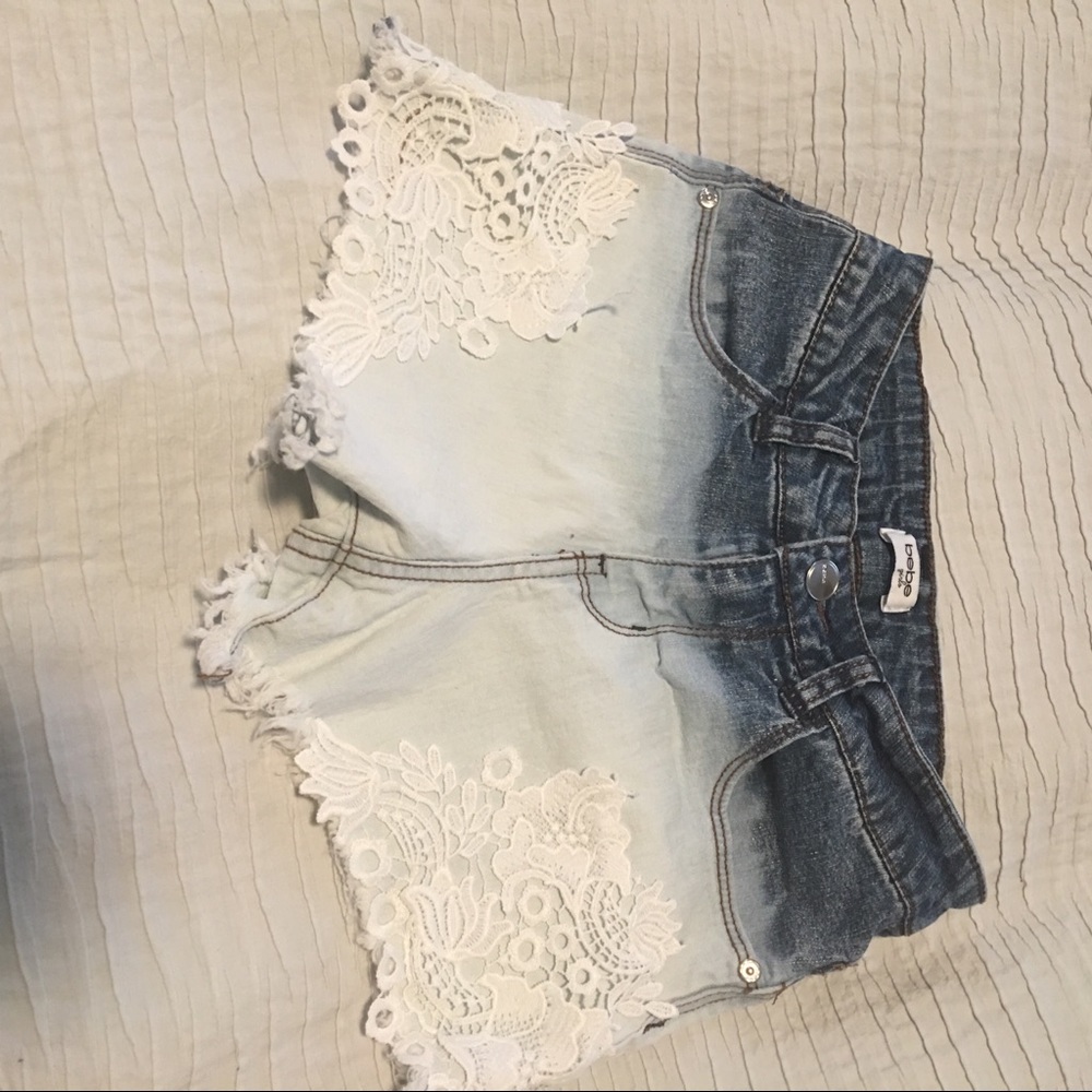 Girls Bebe Junior sz 12 lace appliqué shorts